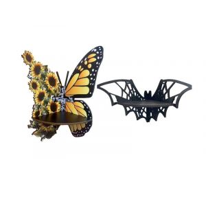 &Eacute;tag&egrave;re D'angle Flottante En Bois - Motif Papillon Et Chauve-Souris - Neuf