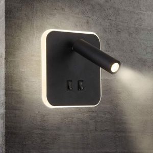 (Noir - 6000k) Applique Murale Led Réglable, Lampe De Chevet, Spot Mural Rotatif, Décoration Murale Pour Salon Ou Chambre À Coucher - Neuf