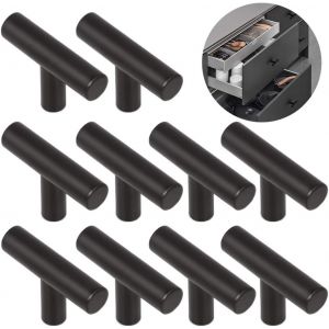 Pack de 10 Brossé Alliage de T-Barre de la Porte de l'Armoire Poignées à Tirer un Seul Trou robuste Durable pour les Tiroirs des Armoires à Chaussures, des Armoires et des Tables de Chevet de Sable - Neuf