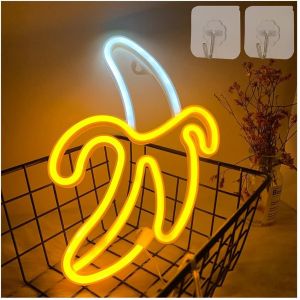 Kalanka-Lampes Néon À Led En Forme De Banane - Fonctionne Avec Piles/Usb - Pour Murs - Pour Chambre D'enfant, Fête D'anniversaire, Bar, Décoration De Mariage (Jaune Chaud) - Neuf