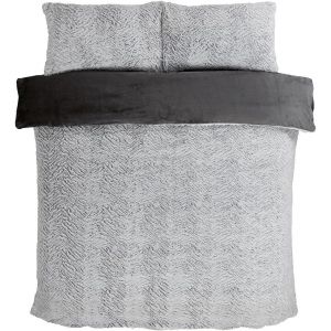 Parure De Lit Avec Housse De Couette Et Taies D'oreiller En Fausse Fourrure Polaire Textur&eacute;e Bicolore - Tr&egrave;s Grand Lit (220 X 230 Cm) - Gris 5056242828129 King - Neuf