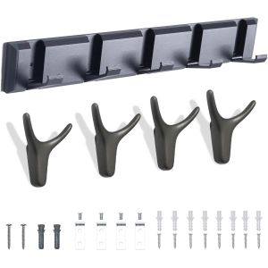 Porte Manteau Mural avec 5 Crochets Pliable Patere Murale Porte Serviette Salle de Bain Crochet Porte Crochet Mural Gris Crochets et Pat&egrave;res pour Manteaux Sac Cl&eacute; + 4 Crochets Corne || Gris - Neuf