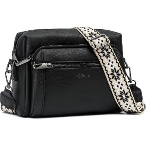 TZF-Sacs Bandoulière Femme avec Antivol, Sac a Main Femmes Bandoulieres 4 Compartiments, en Cuir PU avec Sangle Réglable et Large Amovible - Neuf