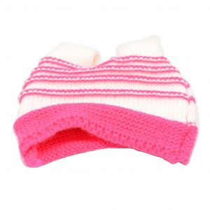 Bonnet ray&eacute; tricot&eacute; casquette d'hiver pour poup&eacute;es am&eacute;ricaines 18 pouces Rose Rouge - Neuf