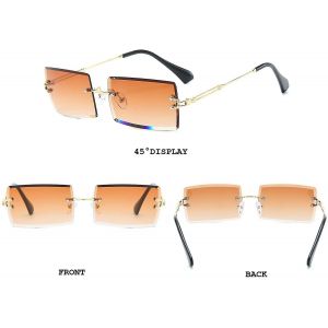 Lunettes De Soleil Rectangulaires Sans Rebord Pour Femmes / Hommes Ultralight Metal Frame Eyewear Fashion Square Uv400 Lunettes Unisexe - Neuf