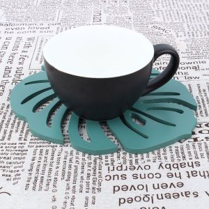 HJLIAN Tapis de tasse et bol resistant a la chaleur en forme de feuille creuse verte, coussin epais et antiderapant pour vaisselle - Neuf