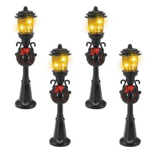4 pcs mini lampe de Noël Post Train lampe pour village de maison de poupée bricolage - Neuf