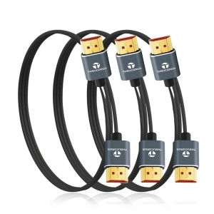 Extra Slim 4K 8K Câble HDMI 0,5M Lot de 3, Ultra Fins Flexibles HDMI 2.1 Souple et haute vitesse 4K@120Hz 8K@60Hz 48gbps compatible Roku tv/HDTV/PS5/Blu-ray(2 Pièces) - Neuf