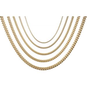 Kal-Women Men Chunky Cuban Chain Necklace, 4/6/8/10/12mm Width, 40/50/60/70/80 Cm Length, Stainless Steel, Gold Plated, With Gift Box - Neuf