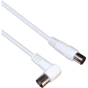 C&acirc;ble d'Antenne Tv Coaxial 20m,75 Ohm,Iec M&acirc;le vers Femelle 90&deg;,Blind&eacute;-Pour Dvb-C,Dvb-T/T2,4K UHD 2160p,Full HD 1080p 3D,Couleur Blanc - Neuf