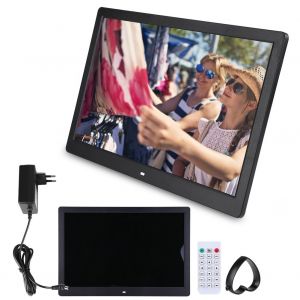 Cadre photo numerique 15,4 pouces 1280 x 800 HD avec reveil, lecteur d'album et telecommande, noir, EU - Neuf