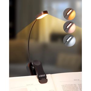 Eryi-Lampe De Lecture 8 Led, Lampe Pince Usb Rechargeable Avec 360° Flexible Col De Cygne, 3 Couleurs (1800k/4000k/6000k), Dimmable En Continu, Protection Des Yeux Pour Lire Au Lit, Noir - Neuf