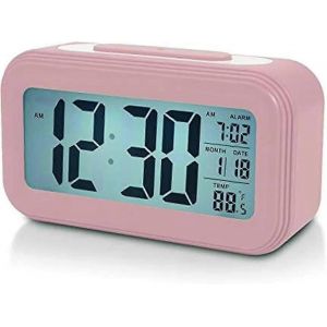 Réveil numérique à batterie pour chambre à coucher,réveil de chevet à écran LCD avec répétition - Neuf