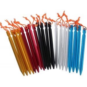 Eryi-Lot De 20 Piquets De Tente En Alliage D'aluminium Avec Cordon De Serrage Pour Camping, Randonnée, Plage (Multicolore) - Neuf