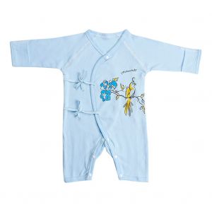 Combinaison A Manches Longues Pour Bebe Et Enfant, Couleur Unie, Avec Noud Papillon (Bleu, 66 Cm) - Neuf