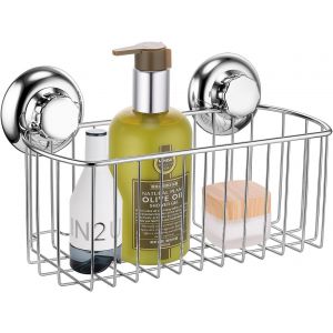 Panier de Rectangulaire Profond sans Perçage-Ventouse Système de Vide-Panier de Douche en Acier Inoxydable-Étagère de Rangement pour Salle de Bain et Cuisine - Neuf