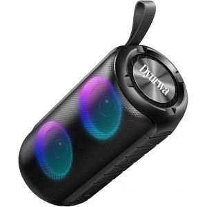 Enceinte Bluetooth Portable, Haut-Parleur Bluetooth 5.3 Sans Fil Bass Treibern, Autonomie 12H, Enceinte Puissante Avec Rgb Lumi&egrave;re, &Eacute;tanche Ipx6, Dragonne Portable,Appel Mains Libres, Dsp,1800Mah Noi - Neuf