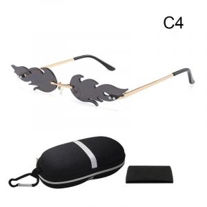 Lunettes De Soleil Sans Cadre De Mode Avec Bo&icirc;te De Rangement Ensemble Lunettes De Soleil Sans Monture Pour Hommes Femmes En Plein Air Noir - Neuf