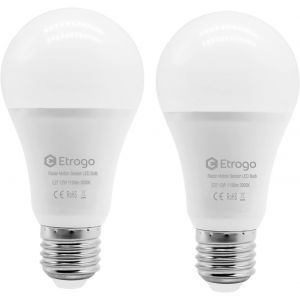 Lampe Led Detecteur De Mouvement E27 12W 1100Lm Blanc Froid 6000K On/Off Automatique (Lot De 2)[AMP743982] - Neuf