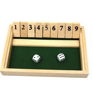 Jeu De Dés En Bois Shut The Box 9 Bits, Livré Avec 2 Dés En Bois Dans Le - Neuf