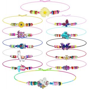 Kal-Coloré Bracelet Amitié Fille, 12 Pièces Bracelet Enfant Fille Bracelets Tressés Faits À La Main Réglables Animal Mignon Bracelet Tressé Bracelets Filles Pour Sacs De Fête - Neuf