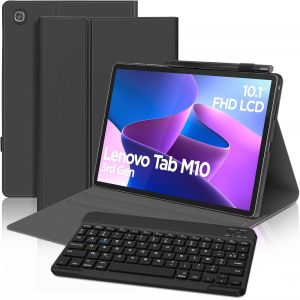 WQS-Clavier pour Lenovo Tab M10 (3rd Gen) 10.1" 2022, Clavier AZERTY Français Bluetooth sans FI, Intelligent Housse pour Lenovo Tab M10 3ème Génération 10.1" TB328FU/XU, Noir - Neuf