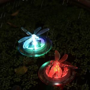 Lot de 2 lampes solaires flottantes papillon/libellule &eacute;tanches &agrave; LED pour piscines et jardins - Neuf