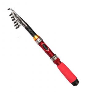 Mini Canne A Peche Retractable Telescopique Ultralegere En Carbone (2,1 M, Rouge) - Neuf