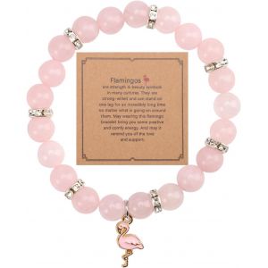 Bracelet Flamant Rose, Bracelets En Perles De Pierre Avec Pendentifs Flamant Rose Tendance Bracelet De Bijoux Flamant Rose Cadeau De Bijoux Pour Femme - Neuf
