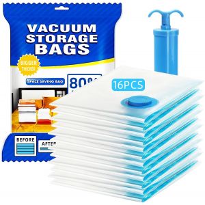 lbgwp60-Sac Sous Vide Vetement Aspirateur,Sacs De Rangement 16Pcs Taille S (60X40Cm),Sac De Rangement Sous Vide,Housse De Rangement Sous Vide Aspirateur Pour Rangement Vetement,Literie,Serviette - Neuf