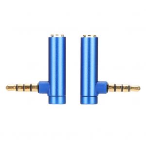adaptateur audio 3,5 mm male vers femelle a angle droit, 2 pieces, cable jack pour casque stereo, bleu - Neuf