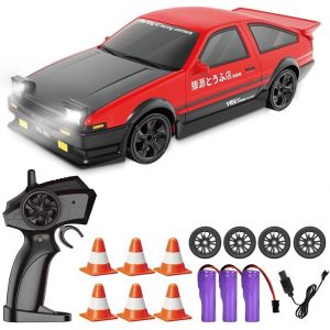 KAJGL-Voiture Télécommandée,1:24 Rc Drift Car,2.4 Ghz 4Wd Mini Voiture Télécommandée Drift,Mini Rc Drift Car Avec Lumière Led,Cadeau De Jouet Pour Les Enfants De Plus De 6 Ans (Rouge) - Neuf