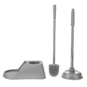 Ensemble brosse et ventouse pour WC avec support pour le nettoyage de la salle de bain - Neuf