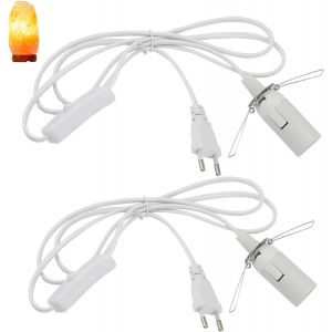 2 Pi&egrave;ces C&acirc;ble pour Lampe &agrave; Sel avec Prise Europ&eacute;enne et Interrupteur 1,8 m Isolation C&acirc;ble Douille pour Lampe de Sel avec C&acirc;ble D'alimentation Prise Changer - Blanc - Neuf
