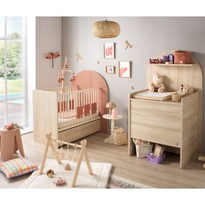 Pack chambre b&eacute;b&eacute; &eacute;volutif &iquest; lit b&eacute;b&eacute; 120x60 transformable en 90x190 + commode &agrave; langer &eacute;volutive en bureau - Neuf