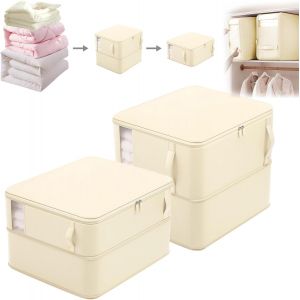 Lbgwp60-Lot De 2 Organ Urs Compressifs Peu Encombrants - Beige - Sac De Rangement Pour Couettes - Grandes Poches De Rangement Mobiles Auto-Compressives Pour Couvertures, Vêtements - Neuf