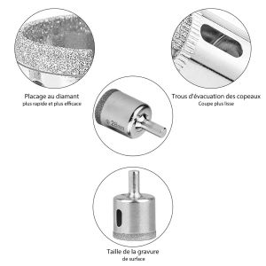 (15 pièces 6-50 mm) Forets diamantés pour carrelage en pierre - Neuf