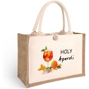 Aperol Sac Cadeau,Sac Jutet Pour Femme,Sac de plage xxl Aperol Spritz Accessoires,Set Cadeau Pour Femme,Coll&egrave;gue (Holy Aperoli) - Neuf