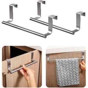 Porte-Torchon &Agrave; Suspendre Sur Un Placard Porte Torchon Cuisine Sans Percage Accroche Torchon En M&eacute;tal &Agrave; Suspendre Sur Porte De Tiroir Placard, Accessoire De Cuisine Et Salle De Bai[CHU10502442] - Neuf