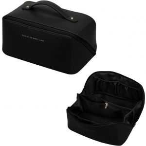 Trousse De Maquillage Grande Capacité Pour Femme, Avec Poignée, Imperméable, En Pu, Pour Homme Et Femme (Noir)-Générique - Neuf