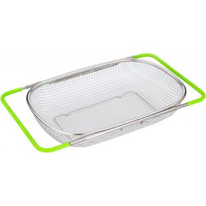 Eryi-Passoire Rétractable Au-Dessus De L'évier En Acier Inoxydable (38U201354 Cm), Panier Égouttoir En Maille Avec Poignées Extensibles En Caoutchouc Vert Pour Évier, Égoutter, Rincer Les Fruits, Le - Neuf