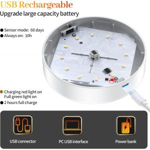 Lot De 2 Veilleuses Avec D&eacute;tecteur De Mouvement,Lampe Led Rechargeable Usb &Agrave; 3 Modes &Eacute;clairage,Lumiere Detecteur De Mouvement Interieur Pour &Eacute;clairage D'escalier, Couloir,Chambre, Cuisine - Neuf