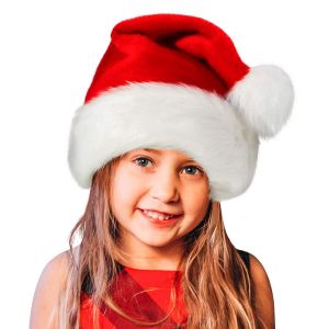 Lot De 2 Bonnets De Père Noël Pour Enfants, Unisexes, En Velours, Confortables, En Fourrure Classique Extra Épaisse, Pour Noël, Le Nouvel An, Les Fêtes De Fin D'année - Neuf