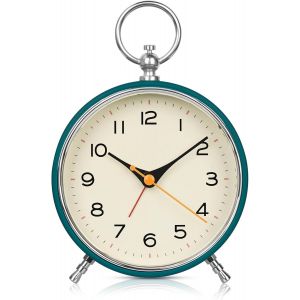 ERYI-Réveil Analogique Silencieux Sans Tic-Tac Reveil Vintage Avec Veilleuse, Fonctionnement À Piles, Facile À Utiliser Et Alarme Puissante, Fonction Snooze Pour Chambre À Coucher, Salon, Cuisine - Neuf