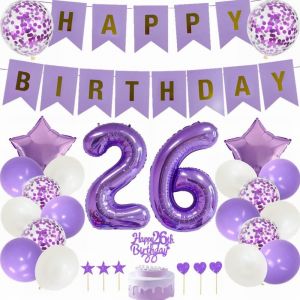 Ershi-Décoration De Gâteau Pour 26e Anniversaire - Violet - Blanc - Pour 26 Ans - Pour Homme Et Femme[7950] - Neuf
