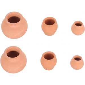 Lbgwp60-Lot De 6 Mini Pots De Fleurs Avec Plantes Vertes - En Résine - Pour Maison De Poupée - 10,2 Cm - Pour Plantes Succulentes - Bureau - Cactus - Céramique - Neuf