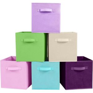 Lot De 2 Bacs Cubiques De Rangement Pliables En Tissu Pour Placard Et Jouets, Polypropyl¿¿Ne, Violet Fonc¿¿ - Neuf