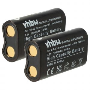 vhbw 2x Batterie compatible avec Pentax IST DL, IST DS, Ist D, D-435 / K100D, DB100, DB200, K110D appareil photo (1000mAh, 3,6V, Li-ion) - Neuf