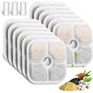 Subzonal-Filtre Fontaine Eau Chat, Lot De 12 Filtres De Remplacement Pour Fontaine &Agrave; Eau Pour 2l/2.5l Fontaine &Agrave; Eau Pour Chat, Filtre &Agrave; Eau De Remplacement &Agrave; Triple Action Avec Charbon Actif, 3 Tuya - Neuf