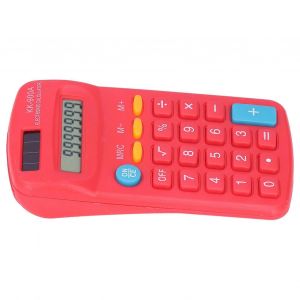 Mini calculatrice portable &agrave; 8 chiffres avec &eacute;cran LCD,&eacute;nergie solaire et batterie double alimentation pour le bureau,l'&eacute;cole,les affaires - Rouge - Neuf